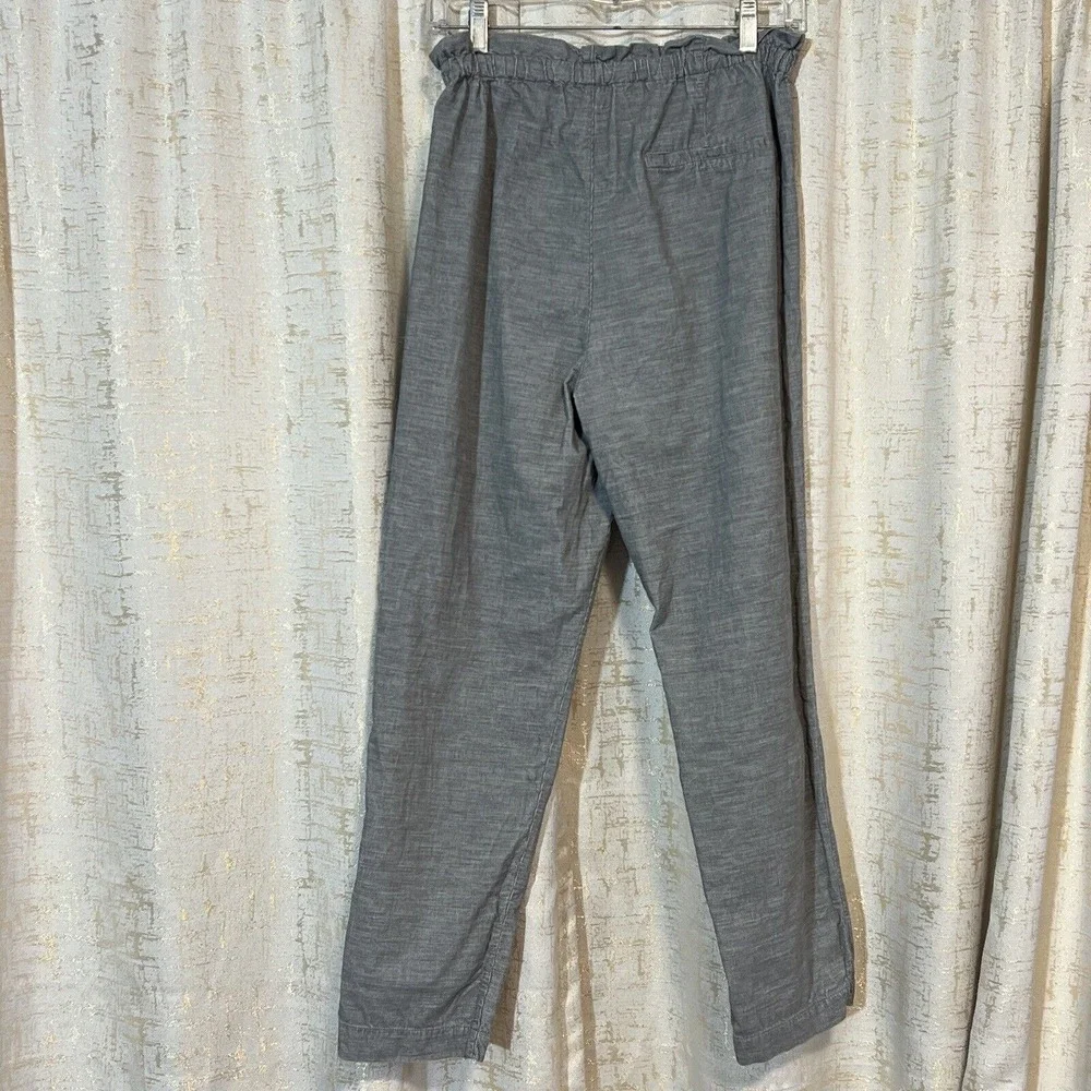Zara Paperbag Waist Pants Women Size S Grey Textured Casual Coastal Chic Summer